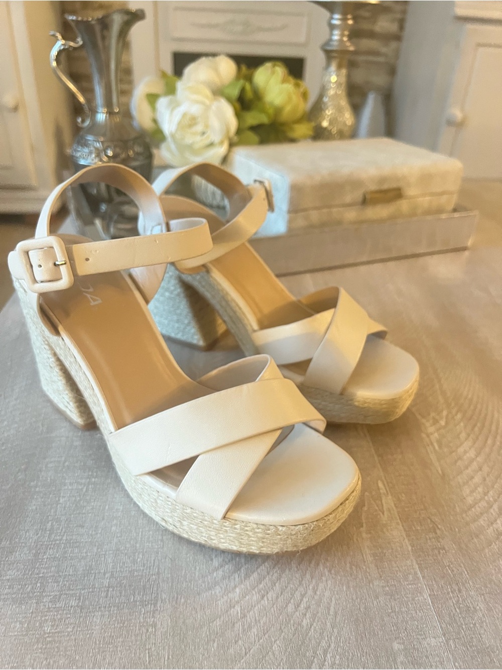 Women’s Cream Espadrille Platform Sandals